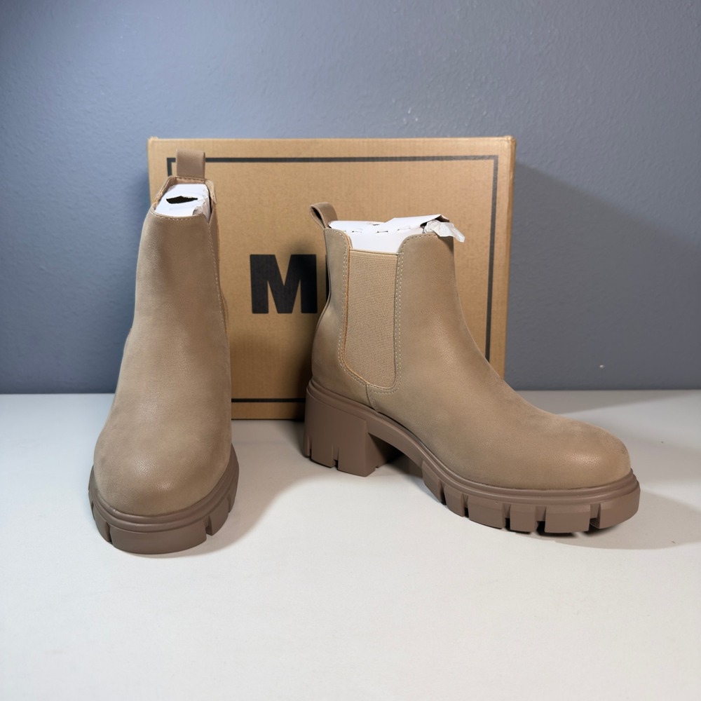 MIA Chelsea Boots Womens Size 11 Tan New Lugged Platform Block Heel Ankle Boot
